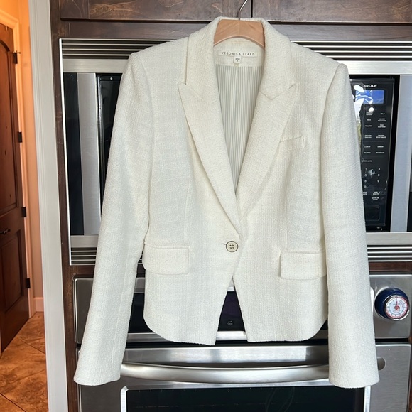 VERONICA BEARD WOODLEY DICKEY TWEEDjacket/blazer, ivory/white, size 8 - Picture 6 of 15